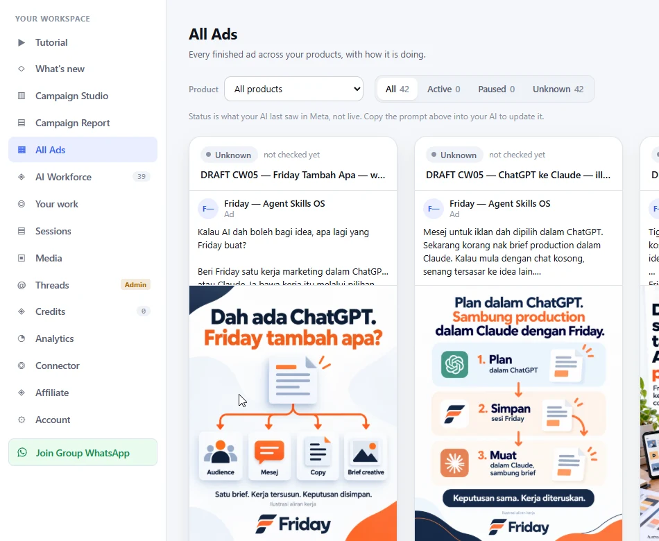 Contoh bahan iklan Friday dalam All Ads